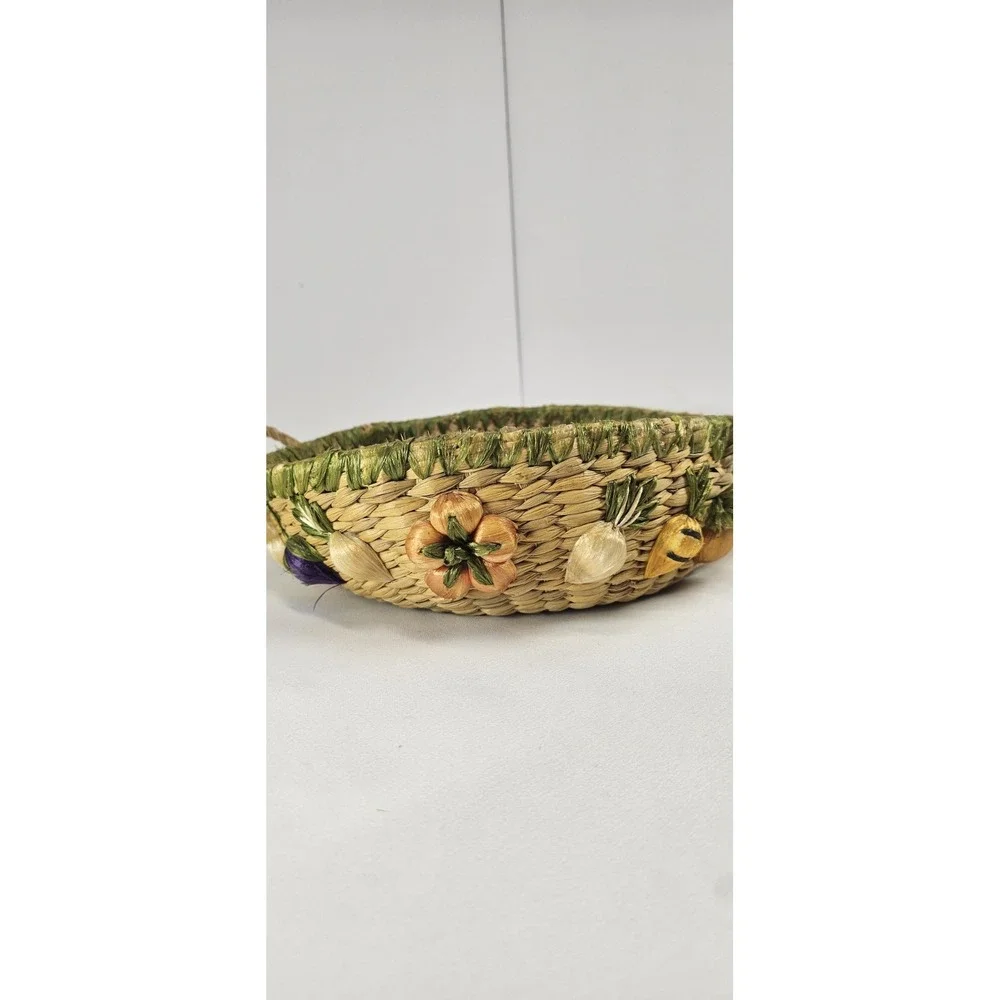 Vintage Woven Harvest Basket Vegetable Decor Straw Market‎ Basket Farmhouse